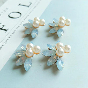 10pcs 31*21mm Pearls Rhinestone Metal Flower DIY Jewelry Accessories