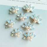 10pcs 31*21mm Pearls Rhinestone Metal Flower DIY Jewelry Accessories