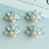 10pcs 31*21mm Pearls Rhinestone Metal Flower DIY Jewelry Accessories