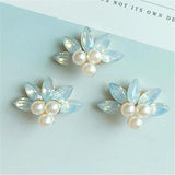 10pcs 31*21mm Pearls Rhinestone Metal Flower DIY Jewelry Accessories