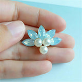 10pcs 31*21mm Pearls Rhinestone Metal Flower DIY Jewelry Accessories