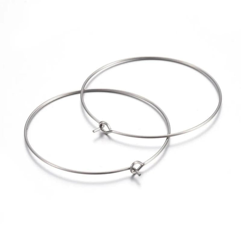 100Pcs Stainless Steel Big Circle Earrings Wire Hoops for DIY Earring Dangle