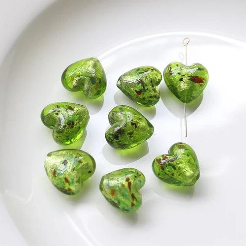 14x15mm Foil Love Glass Beads for DIY Jewelry 5pcs
