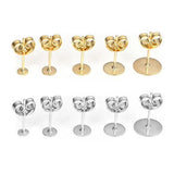50pcs Stainless Steel Earring Studs with Plug Findings for DIY Jewelry