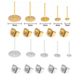 50pcs Stainless Steel Earring Studs with Plug Findings for DIY Jewelry