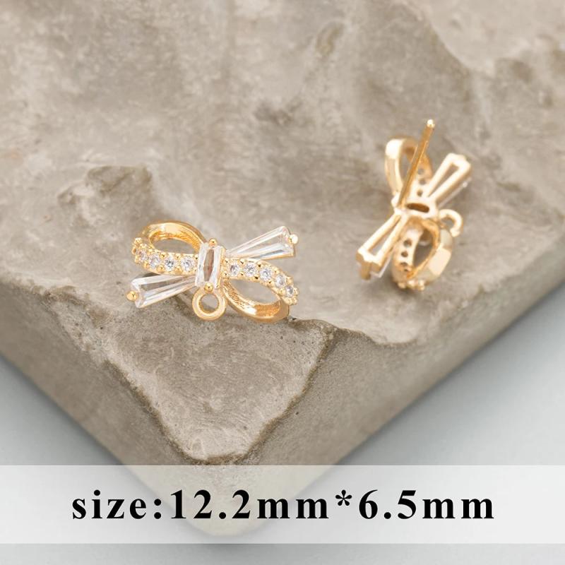 MC51 18k Plated Copper Zircon Charms DIY Earrings 6pcs/lot