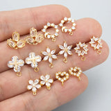 MC51 18k Plated Copper Zircon Charms DIY Earrings 6pcs/lot