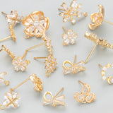 MC51 18k Plated Copper Zircon Charms DIY Earrings 6pcs/lot