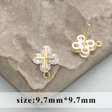 MC51 18k Plated Copper Zircon Charms DIY Earrings 6pcs/lot