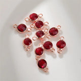 10pcs 6mm Crystal Birthstone Charms Rose Plated Glass Pendants