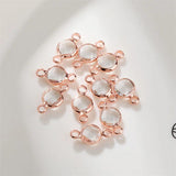 10pcs 6mm Crystal Birthstone Charms Rose Plated Glass Pendants