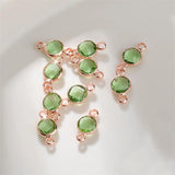 10pcs 6mm Crystal Birthstone Charms Rose Plated Glass Pendants