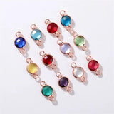 10pcs 6mm Crystal Birthstone Charms Rose Plated Glass Pendants