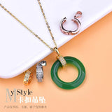 925 Silver Jadeite Wax Amber Pendant Necklace Seed Buckle Clip