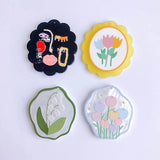 Resin Flower Eardrop Necklace Charms 6pcs