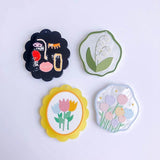 Resin Flower Eardrop Necklace Charms 6pcs
