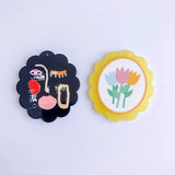Resin Flower Eardrop Necklace Charms 6pcs