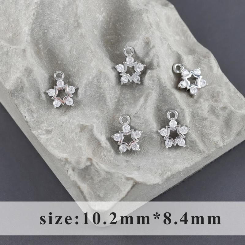 18k Plated Copper Metal Charms with Zircons, 10pcs/lot