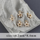18k Plated Copper Metal Charms with Zircons, 10pcs/lot