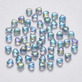 100PCS Transparent Glass Beads Heart with Glitter Powder/AB Plated 6x6x4mm