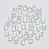 100PCS Transparent Glass Beads Heart with Glitter Powder/AB Plated 6x6x4mm