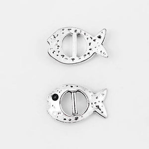 10pcs Fish Buckle Ribbon Slider Charms Jewelry Findings