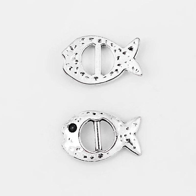 10pcs Fish Buckle Ribbon Slider Charms Jewelry Findings