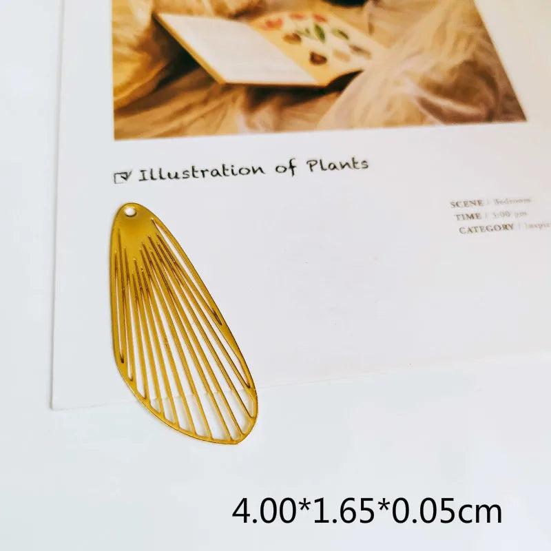 K Plated Hollow Slice Eardrop Pendant Charms Jewelry Component Diy Material 4pcs