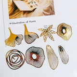 K Plated Hollow Slice Eardrop Pendant Charms Jewelry Component Diy Material 4pcs