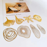 K Plated Hollow Slice Eardrop Pendant Charms Jewelry Component Diy Material 4pcs