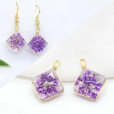 14K Brass and Glass Flowers Charms Pendants for Jewelry Making