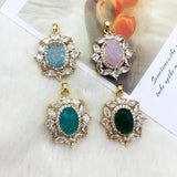 2Pcs Rhinestone Pendant Jewelry Findings 26*32MM