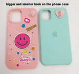 Metal Heart Charm Keychain Clip Phone Adhesive Loop Phone Charms