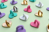 Metal Heart Charm Keychain Clip Phone Adhesive Loop Phone Charms