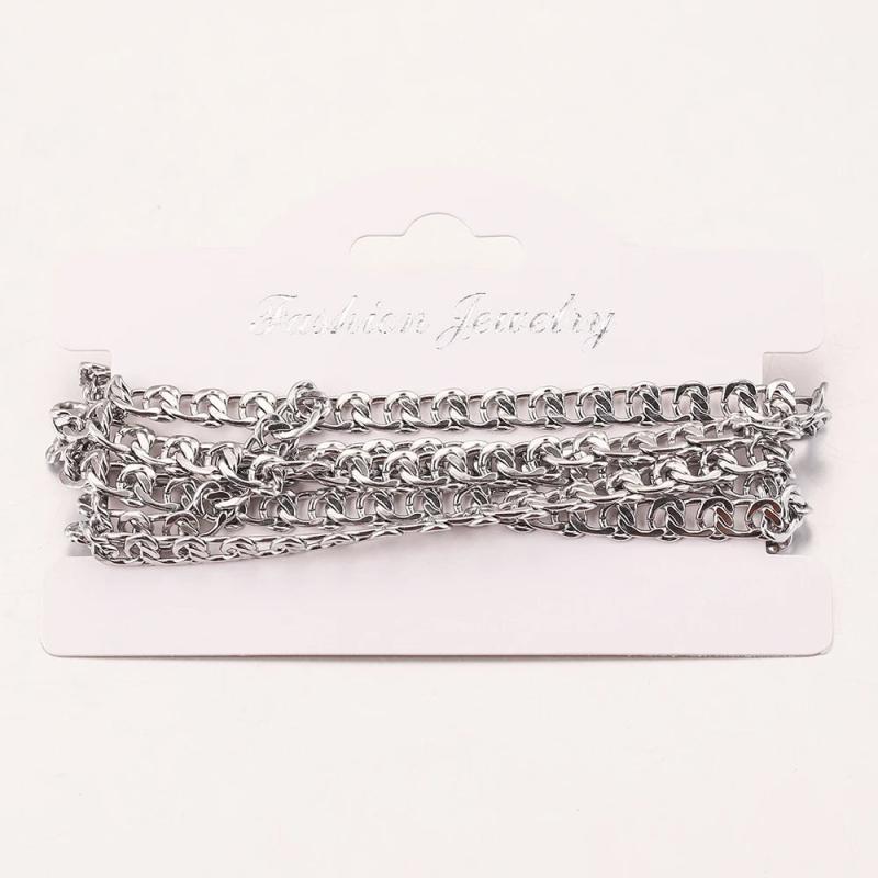Gold-Plate Stainless Steel Flat Chain Roll NK 1:1 Cuban Chains for DIY Jewelry