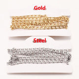 Gold-Plate Stainless Steel Flat Chain Roll NK 1:1 Cuban Chains for DIY Jewelry