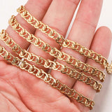 Gold-Plate Stainless Steel Flat Chain Roll NK 1:1 Cuban Chains for DIY Jewelry