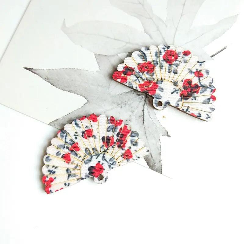 Japanese & Fan Flowers Multicolor Earrings | Pack of 8