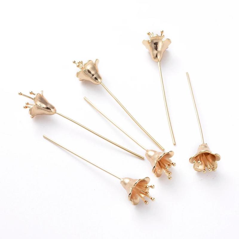 Brass Flower Head Pins for Women Jewelry Making 56.2x11.5mm
