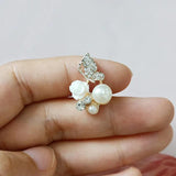 10 PCS 15x22mm Alloy KC Crystal Rhinestone Pearl Flowers Charms DIY Jewelry