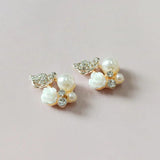 10 PCS 15x22mm Alloy KC Crystal Rhinestone Pearl Flowers Charms DIY Jewelry