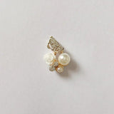 10 PCS 15x22mm Alloy KC Crystal Rhinestone Pearl Flowers Charms DIY Jewelry