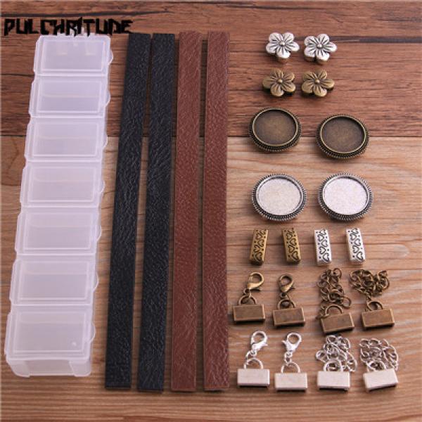 13 Styles Leather Buckle Rope Messenger Box DIY Jewelry Kit