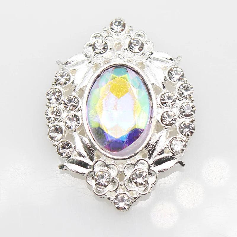 10pcs Alloy Oval Rhinestone DIY Silver Plated Wedding Ornaments