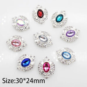 10pcs Alloy Oval Rhinestone DIY Silver Plated Wedding Ornaments