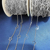 1m KC Silver Star Moon Chains for Jewelry Making DIY