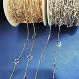 1m KC Silver Star Moon Chains for Jewelry Making DIY
