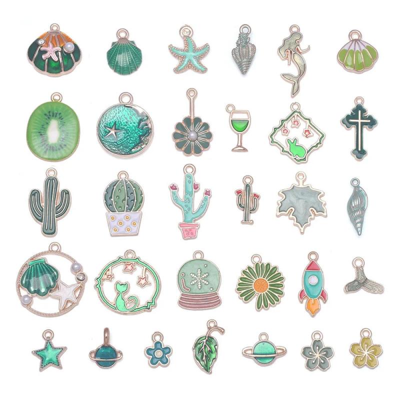 Enamel Charms Pendants for Jewelry Making Set Bulk Necklace Earrings
