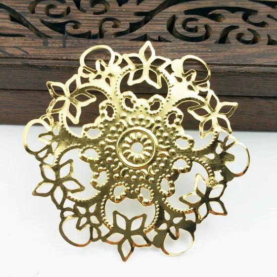 20pcs 56mm Metal Charms Filigree Flower Wraps For Embellishment Scrapbook DIY