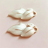 10PCS 19*38mm Metal Alloy Enamel Leaf Charms Pendant DIY Jewelry Making